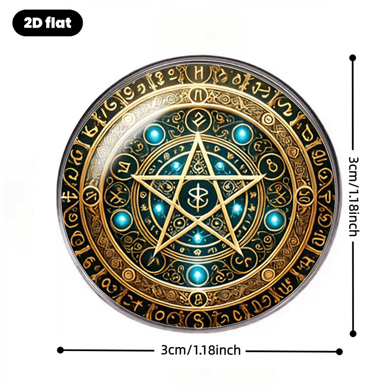 Vintage Golden Pentagram Magic Array Brooch, Elegant Badge